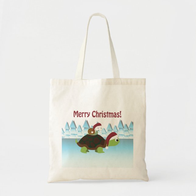 Merry Christmas! Turtle and Snail Tote Bag (Front)