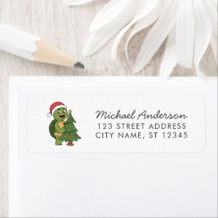 Merry Christmas Turtle in Santa Hat Return Address