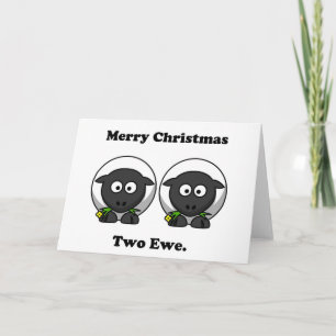 Merry Christmas Two Ewe To You Cartoon Holiday Card