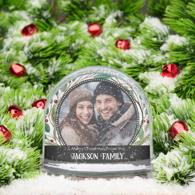 Merry Christmas Two Family Photo  Snowglobe (Christmas)