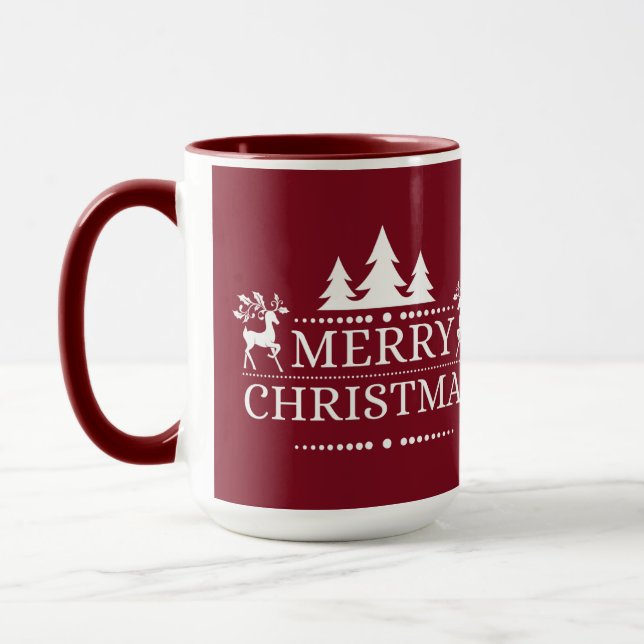Merry Christmas Two Tone Mug-Deep Red Mug (Left)