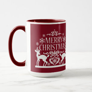 Merry Christmas Two Tone Mug-Deep Red Mug