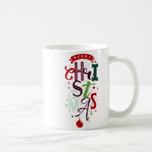 Merry Christmas Tygraphy Lettering Colorful T Shir Coffee Mug