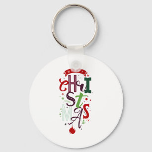 Merry Christmas Tygraphy Lettering Colorful T Shir Keychain