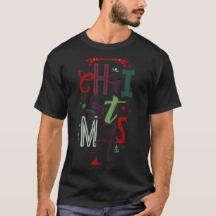 Merry Christmas Tygraphy Lettering Colorful T Shir T-Shirt