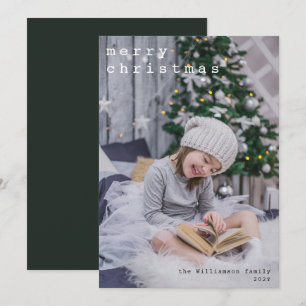 Merry Christmas Typewriter Font Picture Photo Holiday Card