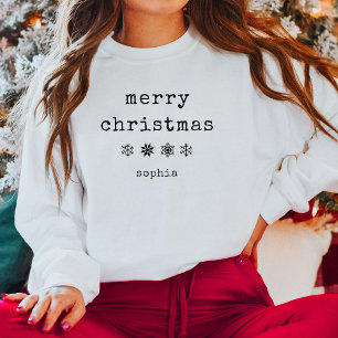 Merry Christmas Typewriter Text and Snowflakes Sweatshirt