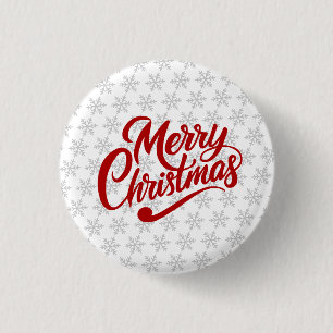 Merry Christmas Typography 1 Inch Round Button