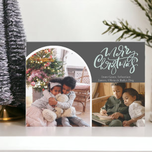 Merry Christmas Typography 3 Photo Holiday Card