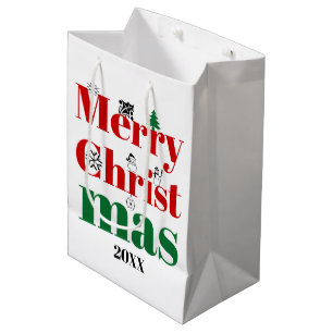 Merry Christmas typography and vintage elements Medium Gift Bag
