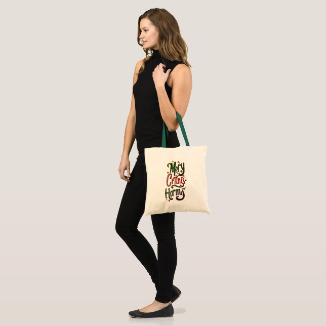 Merry Christmas Typography Canvas Tote Bag  (Devant (modèle))