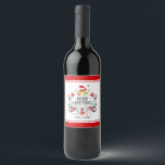 Merry Christmas Typography & Christmas Owl Wreath Wine Label<br><div class="desc">Elegant Christmas wreath Christmas owl and Merry Christmas typography.</div>