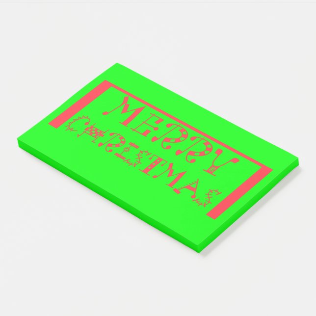 Merry Christmas Typography Design: A Festive Retro Post-it Notes (Angled)