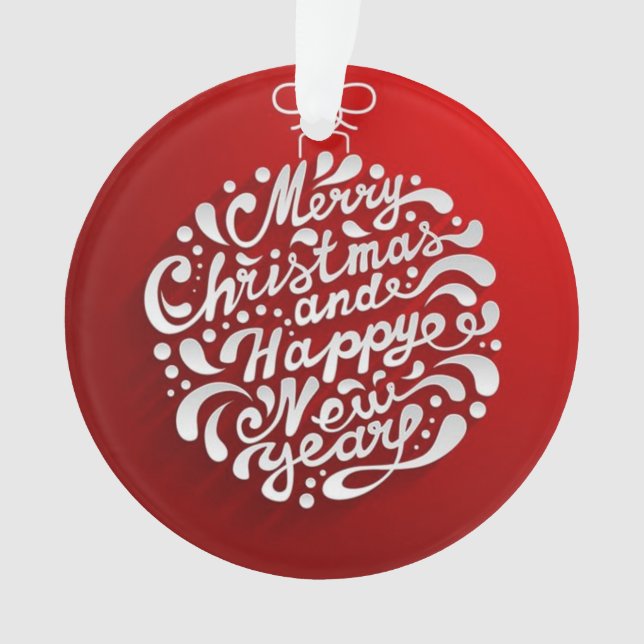 Merry Christmas Typography Design Ornament (Front)