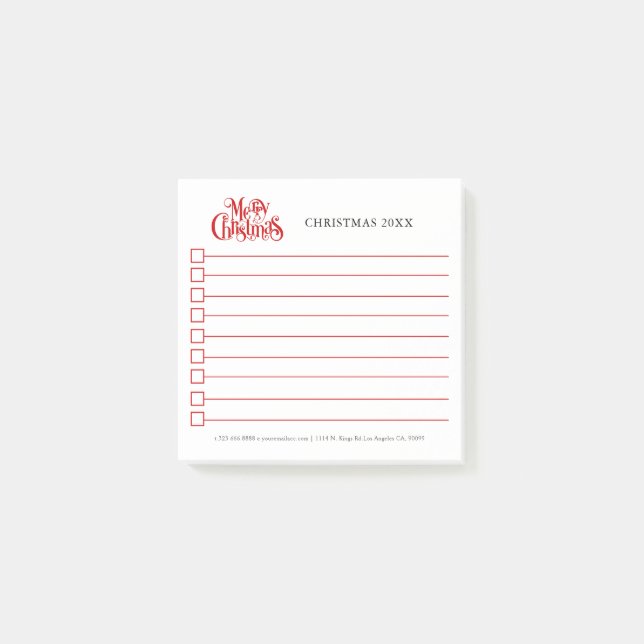 Merry Christmas Typography Design Post-it Notes (Front)