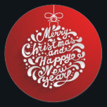 Merry Christmas Typography Design Round Sticker<br><div class="desc">Celebrate the most wonderful time of the year and personalize your Christmas gifts during the holiday season in the most convenient way with Christmas stickers. Featuring a gorgeous White "Merry Christmas And Happy New Year" typography design against gradient red background, this Classic Round Sticker is perfect for adding a custom...</div>