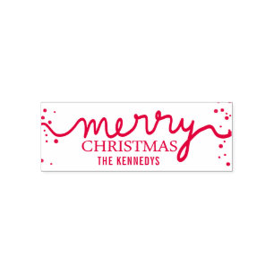 Merry Christmas Typography Family Name Self-inking Stamp