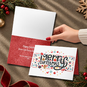 Merry Christmas Typography Folded Holiday Card