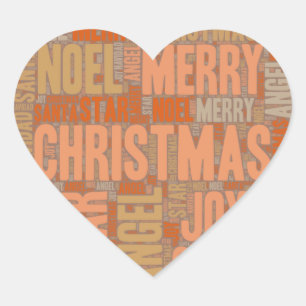 Merry Christmas Typography Heart Sticker