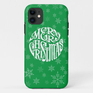 Merry Christmas Typography Joyful Greetings iPhone 11 Case