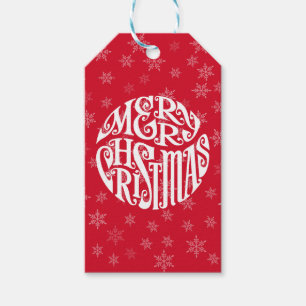 Merry Christmas Typography Joyful Greetings Gift Tags