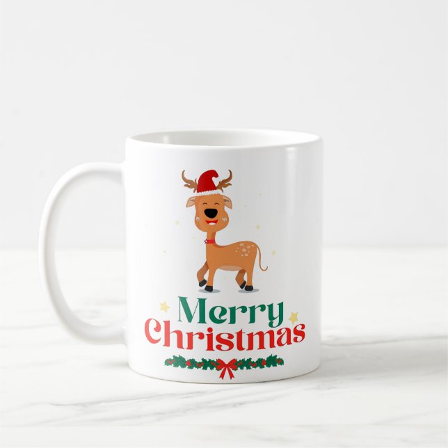 Merry Christmas typography Modern Coffee Mugs  (Left)