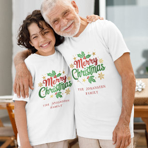 Merry Christmas Typography Modern Family Matching T-Shirt