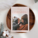 Merry Christmas Typography Peach Photo Holiday Card<br><div class="desc">Elegant and modern holiday card featuring a typography text that says "Merry Christmas" with a picture. Add another photo on the back along with your message. Background is peach.</div>