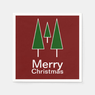 Merry Christmas Typography Pine Trees  Napkin