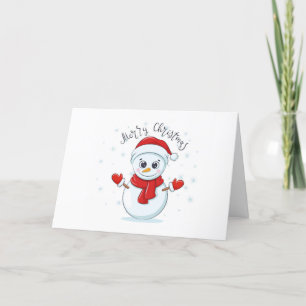 Merry Christmas Typography Snowman Holiday Card