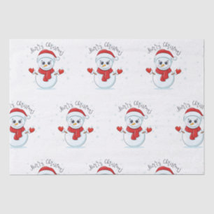 Merry Christmas Typography Snowman Holiday Winter Tissue Paper