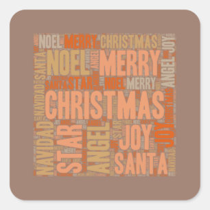 Merry Christmas Typography Square Sticker