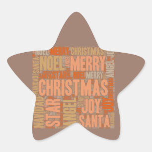 Merry Christmas Typography Star Sticker