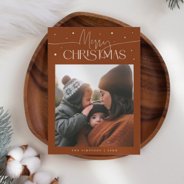 Merry Christmas Typography Terracotta Photo Holiday Card (Creator Uploaded)