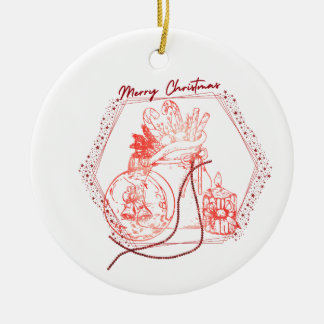 Merry Christmas Typography Unique Ceramic Ornament