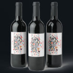 Merry Christmas Typography Wine Label<br><div class="desc">Merry Christmas in a fun font is surrounded by cute holiday items on this fun personalized beverage label for wine,  sparkling wine,  liquor bottles,  it's up to you. Perfect labels for holiday gift-giving or to serve at your party.</div>