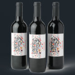 Merry Christmas Typography Wine Label<br><div class="desc">Merry Christmas in a fun font is surrounded by cute holiday items on this fun personalized beverage label for wine,  sparkling wine,  liquor bottles,  it's up to you. Perfect labels for holiday gift-giving or to serve at your party.</div>