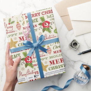 Merry Christmas Typography Wrapping Paper