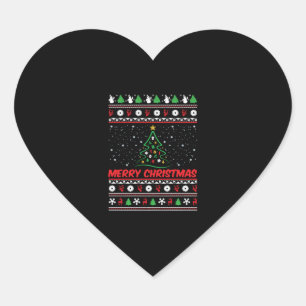 Merry Christmas Ugly Christmas Sweater Heart Sticker