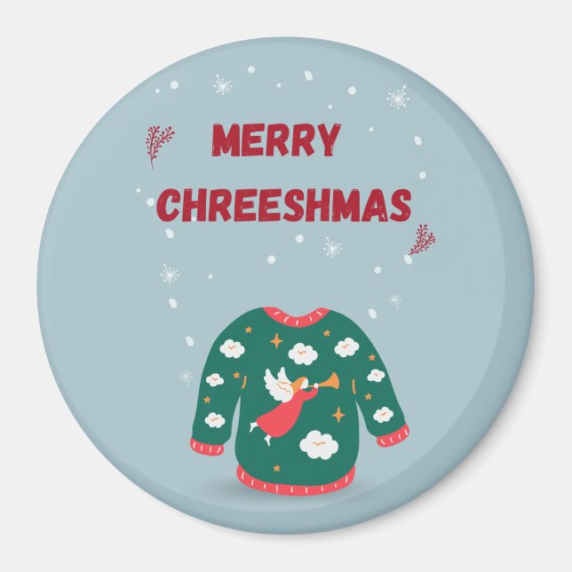 Merry Christmas Ugly Sweater Angel Magnet (Front)