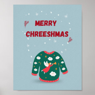 Merry Christmas Ugly Sweater Angel Poster