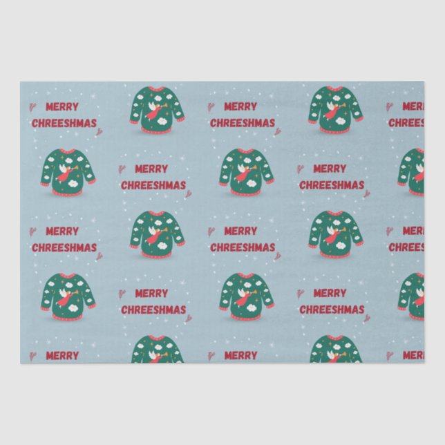 Merry Christmas Ugly Sweater Angel  Tissue Paper (Front)