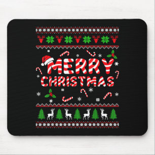 Merry Christmas Ugly Sweater Candy Cane Men Women Mouse Pad