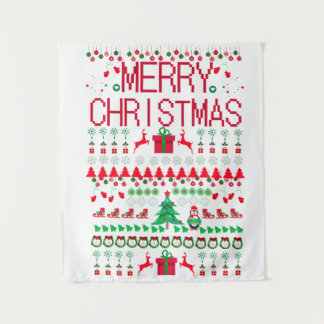 Merry Christmas "Ugly Sweater" design Tapestry