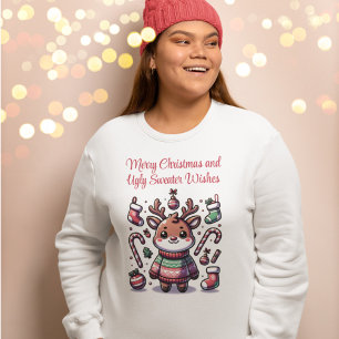 Merry Christmas & Ugly Sweater Wishes Reindeer