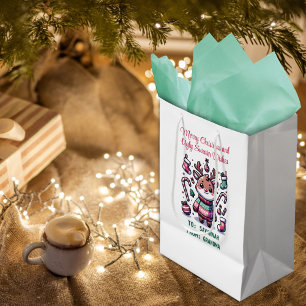 Merry Christmas & Ugly Sweater Wishes Reindeer Medium Gift Bag