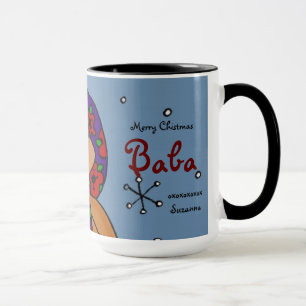 Merry Christmas Ukrainian Girl Folk Art Mug
