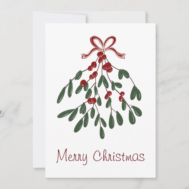 Merry Christmas Under the Mistletoe Holiday Card (Front)