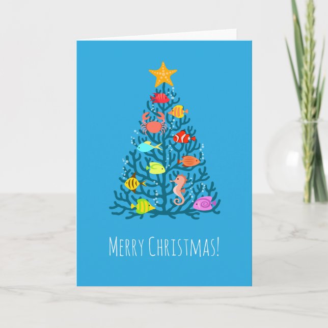 Merry Christmas Undersea Coral Tropical Fish Card (Front)