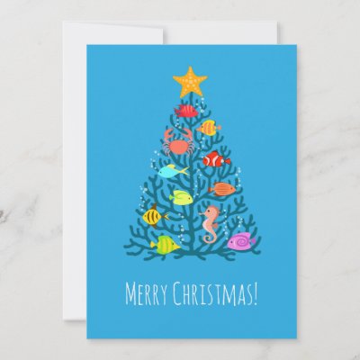 Merry Christmas Undersea Coral Tropical Fish